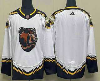 Mens Boston Bruins Blank White 2022 Reverse Retro Stitched Jersey